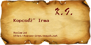 Kopcsó Irma névjegykártya